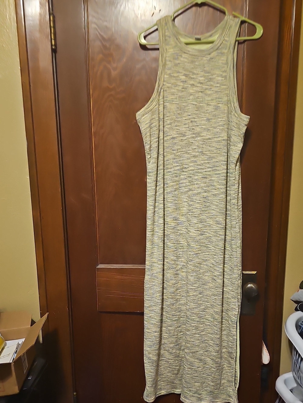 Old Navy Sleeveless Heathered Olive-Green Maxi Dress